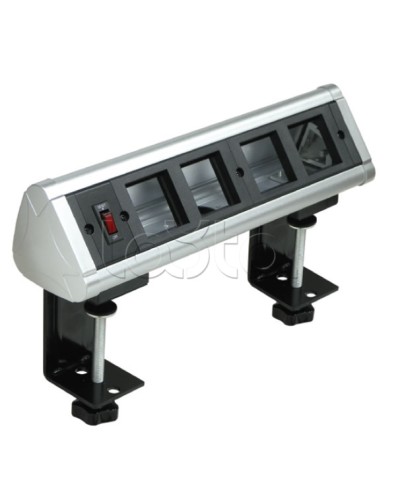 Блок настольный с выключателем нагрузки на 4 модуля (45х45мм) на струбцинах (алюминий) Экопласт 70314 в Нижнем Новгороде Аксессуары для кабель-канала Pintop.ru