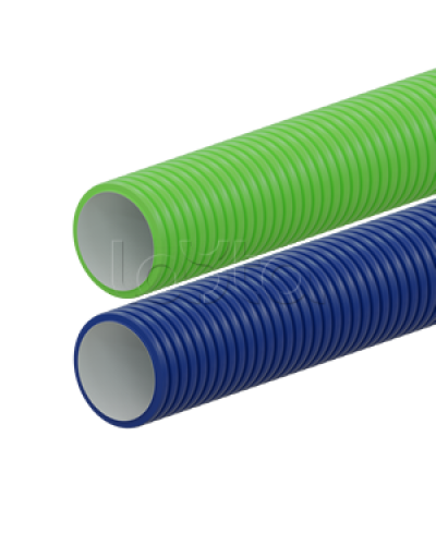 Вентиляционная труба гибкая двустенная для воздуховода (ПНД), антистатическая и антибактериальная D63мм, цвет синий (1шт=50м) Экопласт (803063BU) в Нижнем Новгороде Труба гофрированная Pintop.ru