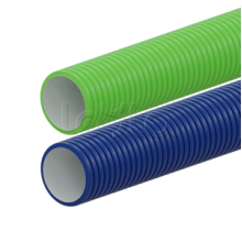 Вентиляционная труба гибкая двустенная для воздуховода (ПНД), антистатическая и антибактериальная D63мм, цвет зелёный (1шт=50м) Экопласт (803063GN)