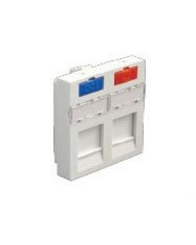 Лицевая панель (накладка) информационной розетки, 45х45 мм, 2 входа Экопласт (87002) в Нижнем Новгороде Розетки компьютерные и телефонные Pintop.ru