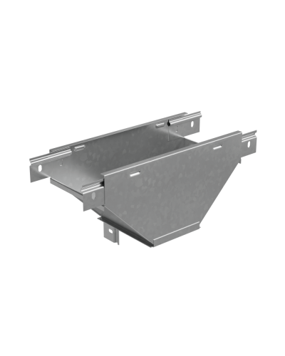 Т-ответвитель переходник 50х300-200 мм верт. c разворотом трассы на 90 гр. ПЛЮС (нижняя часть меньше исходной) HD КМ-Профиль (TDPSplus90-50-300-200 HD) в Нижнем Новгороде Аксессуары для лотков Pintop.ru