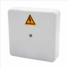 Коробка распределительная огнестойкая КРОПС-П2, IP41, габаритные размеры 100х100х30 мм, для кабелей сечением до 4 мм2, 4 клеммы КМ-Профиль (FRJB-KM-P2-4-04-КРОПС-IP41)