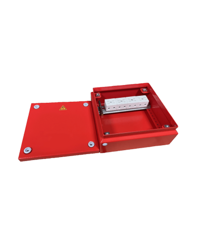 Коробка распределительная огнестойкая КРОПС, IP55, габаритные размеры 200х200х80 мм, для кабелей сечением до 10 мм2, 4 клеммы КМ-Профиль (FRJB-KM-ST6-10-04-КРОПС-IP55) в Нижнем Новгороде Распределительные коробки Pintop.ru