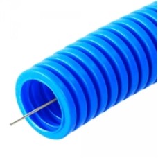Труба гофрированная ПП лёгкая 350 Н не распространяющая горение с/з синяя д25 (50м/2600м/ уп/пал) Промрукав PR02.0077