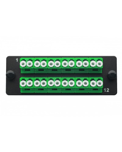 Комплект планка Q-SLOT с 12 адаптерами дуплекс LC OS2, монтажные шнуры, КДЗС Eurolan 38M-S2-2L-12BL в Нижнем Новгороде Коннекторы Pintop.ru