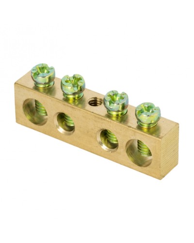 Шина PEN ноль-земля (6х9мм) 4 отверстия латунь крепеж по центру розничный стикер EKF PROxima (sn0-63-04-r) в Нижнем Новгороде Крепежные изделия Pintop.ru