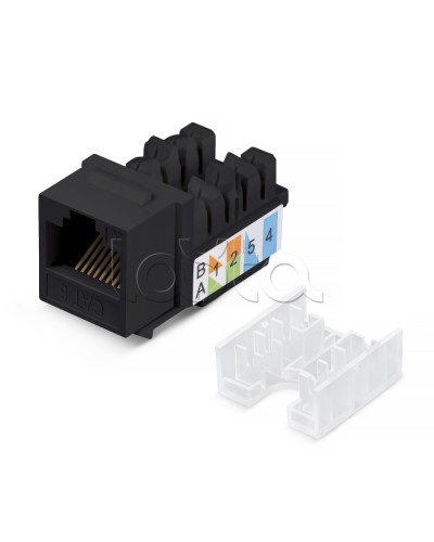 Вставка Keystone Jack RJ-45, категория 5e, заделка тип 110, черная, со стяжкой Cabeus KJ-RJ45-Cat.5e-90-SW-BK в Нижнем Новгороде Модули Keystone Pintop.ru