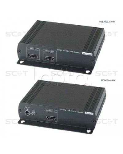 Удлинитель HDMI KVM (комплект приёмник + передатчик) по Ethernet до 120м (CAT5e) SC&T HKM01E в Нижнем Новгороде Видеоусилители, Модуляторы, Делители Pintop.ru