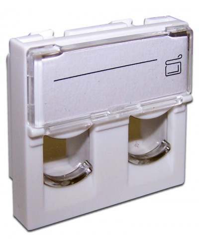 Вставка 45x45 на 2 модуля, со шторкой и увеличенным окном маркировки, белая LANMASTER (LAN-SIP-24L-WH) в Нижнем Новгороде Коннекторы и разъемы Pintop.ru